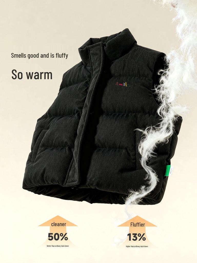 2025 Winter Kids' Thickened Corduroy Down Vest - Versatile and Warm for Boys and Girls
