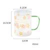 450ML Colour Glass mug Water cup Printing Starry Sky Coffee Mug with spoon lid Breakfast Milk Cup Children's Gift