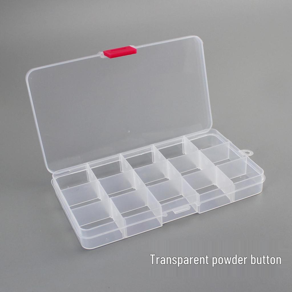 Transparent 15-Compartment Removable Plastic Storage Box for Fishing Tackle.