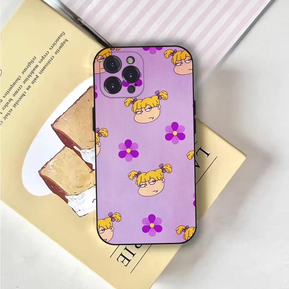 Rugrat Chuckie Angelica Phone Case For iPhone 16,15,14,13,12,11,Pro,X,XS,Max,XR,Plus,Mini Soft Black Cover