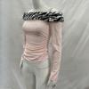 European and American slim fit sexy y2k letter printed exposed navel strapless top