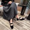  Fat mm women's single shoes retro square head Mary Jane women's shoes wide fat feet women's ladyshoes low heel large size women's shoes