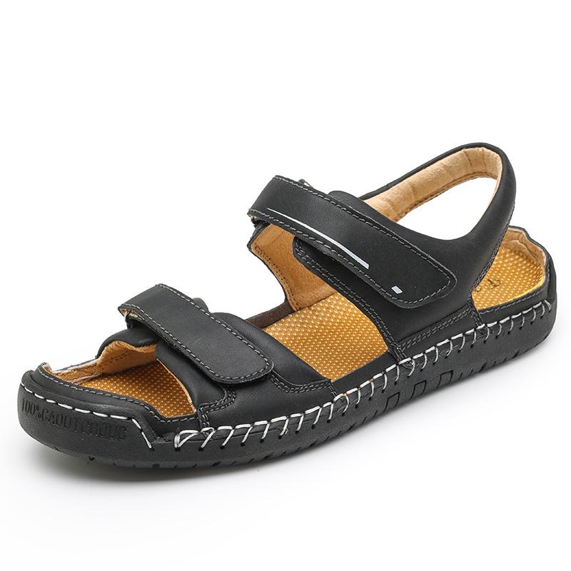 Fashion Summer Handmade Large Size Sandals Men's Outdoor Non-slip Casual Leather Slippers High Quality Beach Lightweight Sandals for Men