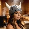 Funny Viking Horn Sauna Hat Halloween Cosplay Horn Helmet  Cosplay Costume Prop