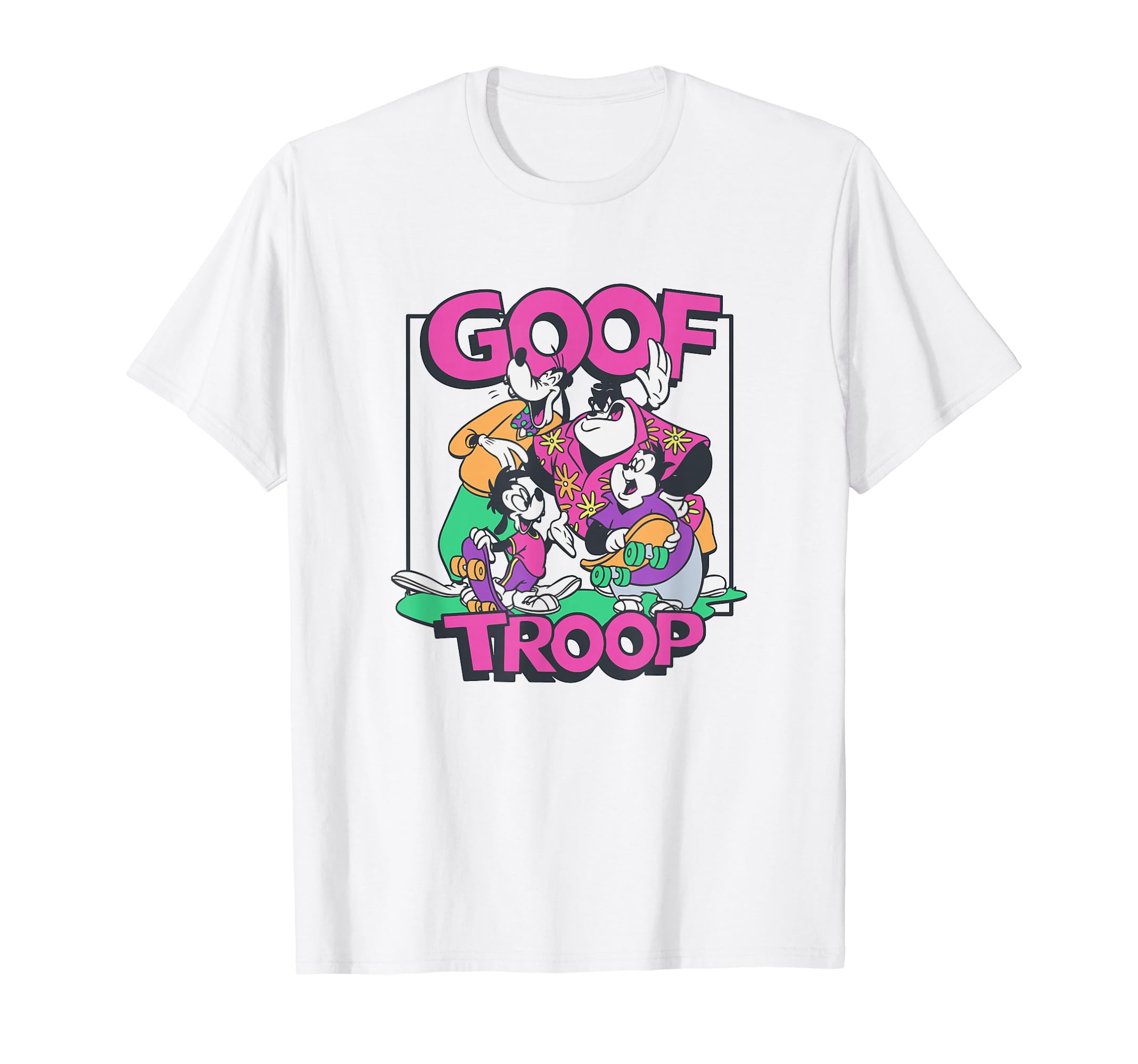 

Disney Goofy Movie Goof Squad Neon Group Shot Portrait T-Shirt