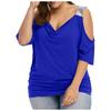 Plus Size Women Cold Shoulder Loose Casual Short Sleeve Shirt Tops Blouse Tops