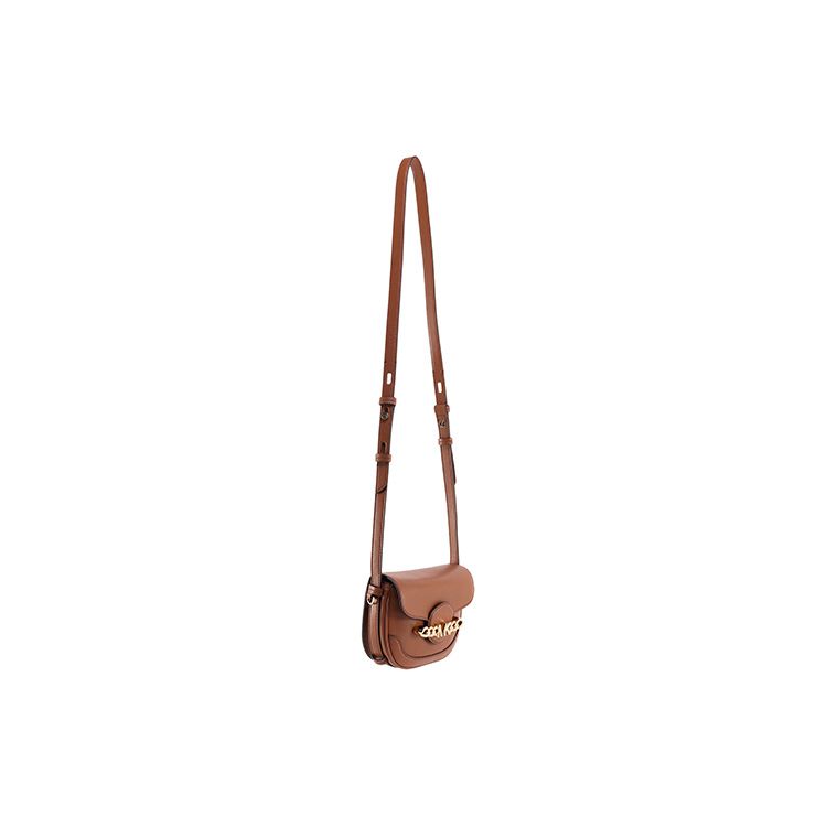 Michael Kors Hally Solid Color Vintage Letter Buckle Leather Saddle Bag Women Shoulder Bag Brown 32F1G2HC1L-230