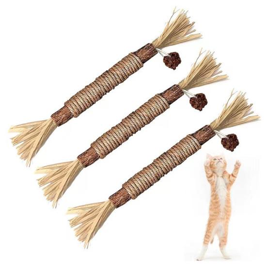Cat Chew Toy Natural Silver Vine Dental Stick Cats Teeth Cleaning Self-play Toy Safe Catnip Chew Stick for Indoor Cats Playing Promotes Dental Health