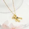 Cute Cartoon Bear Zircon Pendant Necklace Stainless Steel Chain High Grade Animal Choker Jewelry Party Gifts For Women Girls