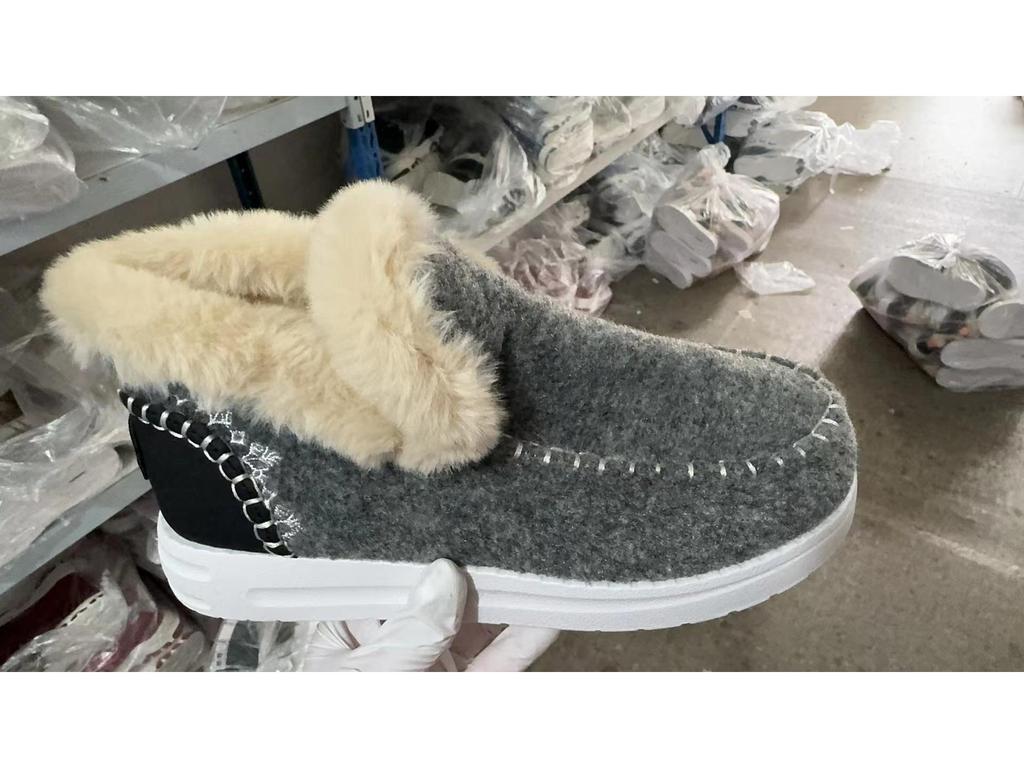 2024 Women's Plus Velvet Thickened Warm Flat Cotton Winter Shoes, Large Size
