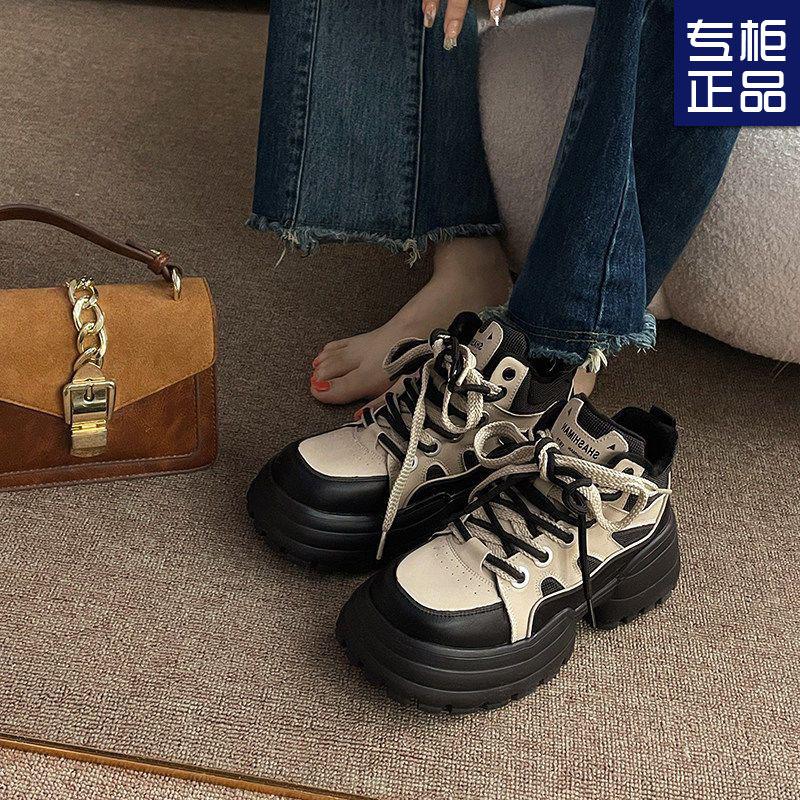 Muffin platform dad shoes women's 2025 autumn and winter new retro versatile casual sports shoes heightening women's shoes