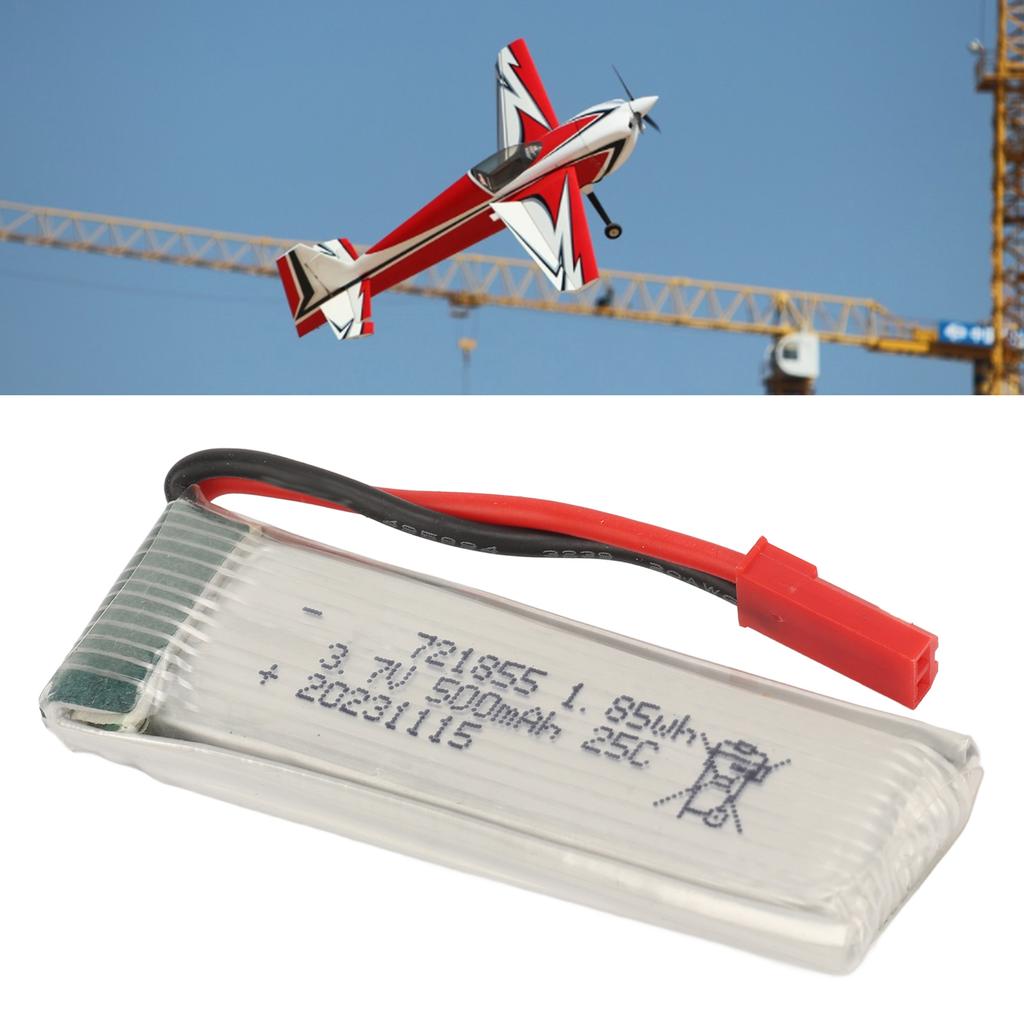 721855 Aircraft Lithium Battery 25C 3.7V 500mAh with JST Red Plug Aircraft Lipo Battery for U818A H37
