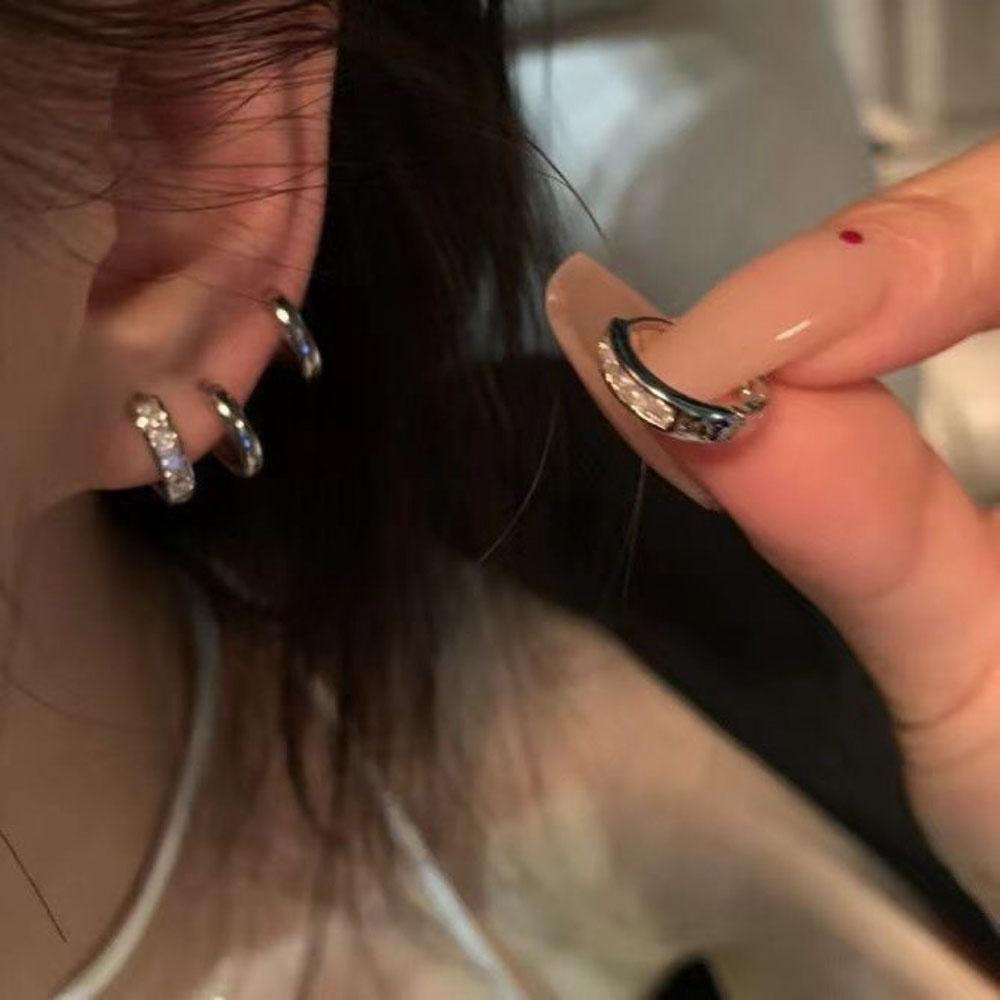 4Pcs Zircon Earrings Simple Design Irregular Tassel Punk Hip-Hop Earrings Cartilage No Pierced Clip Earrings Women s Jewelry