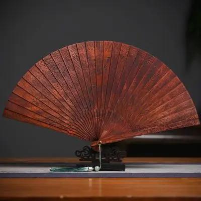 

1pc Chinese Sandalwood Fan Pre Sale Payment Customized Version Hollow Folding Fan Ornament Home TV Cabinet Decorations