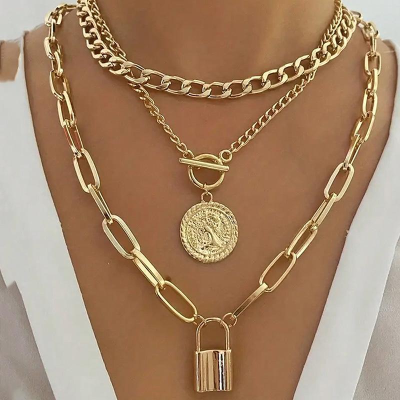 Multi Layered Fashion Women's Pendant Necklace Simple Dice Metal Accessories For Daily Party Banquets Trendy Girls' Necklace Set