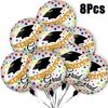 8 Pcs 18 Inch Congrats Grad Foil Balloons, Colorful Stars Graduation Round Mylar Balloons Kit, College Graduation Party Decorations