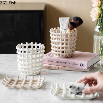 Creative Ceramic Soap Dish Bathroom Drain Soap Dish and Toothbrush Toothpaste Storage Cup Decoration Home Bathroom Accessories