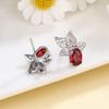 Exquisite Temperamentvolle Rubinblatt-Ohrstecker mit Zirkonia-Einlage für Damen