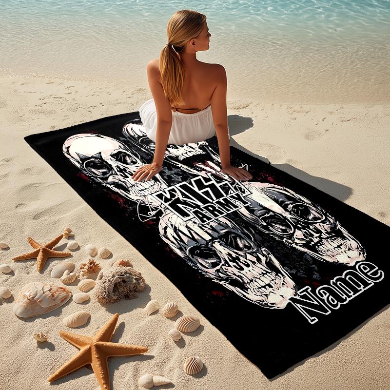 Personalisierter Name KISS Band Stilvolles Digitaldruck Strandtuch Schnelltrocknende Saugfähige Decke für Strand Pool Fitnessstudio Reisen