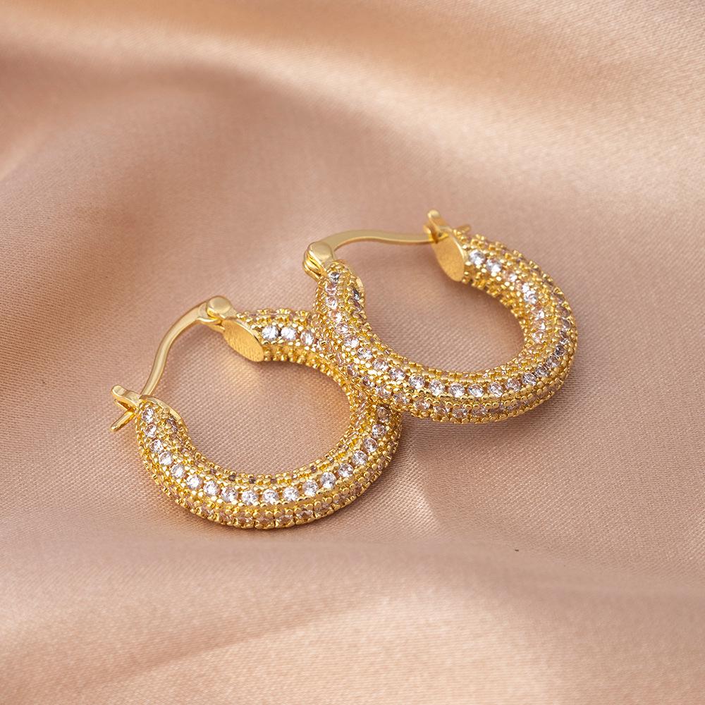 

Luxury Silver Needle Zirconia Earrings for Women - Elegant Hoop Design for Square & Round Faces, Exquisite, Unique, Light, & Stylish.