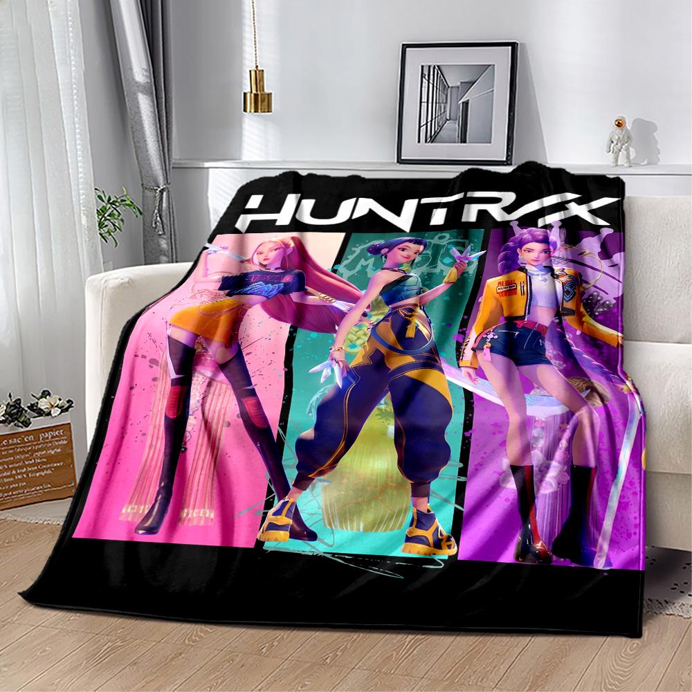K-pop Demon Hunters Blanket Durable Comfort Suitable for Seaside Office Chair Chair All-Season Use Playful Design