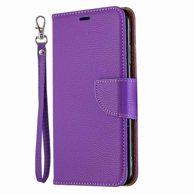 Etui skórzane w jednolitym kolorze z wzorem liczi na iPhone 15 Pro 13 Etui typu flip 7P Ochronne etui odporne na upadki