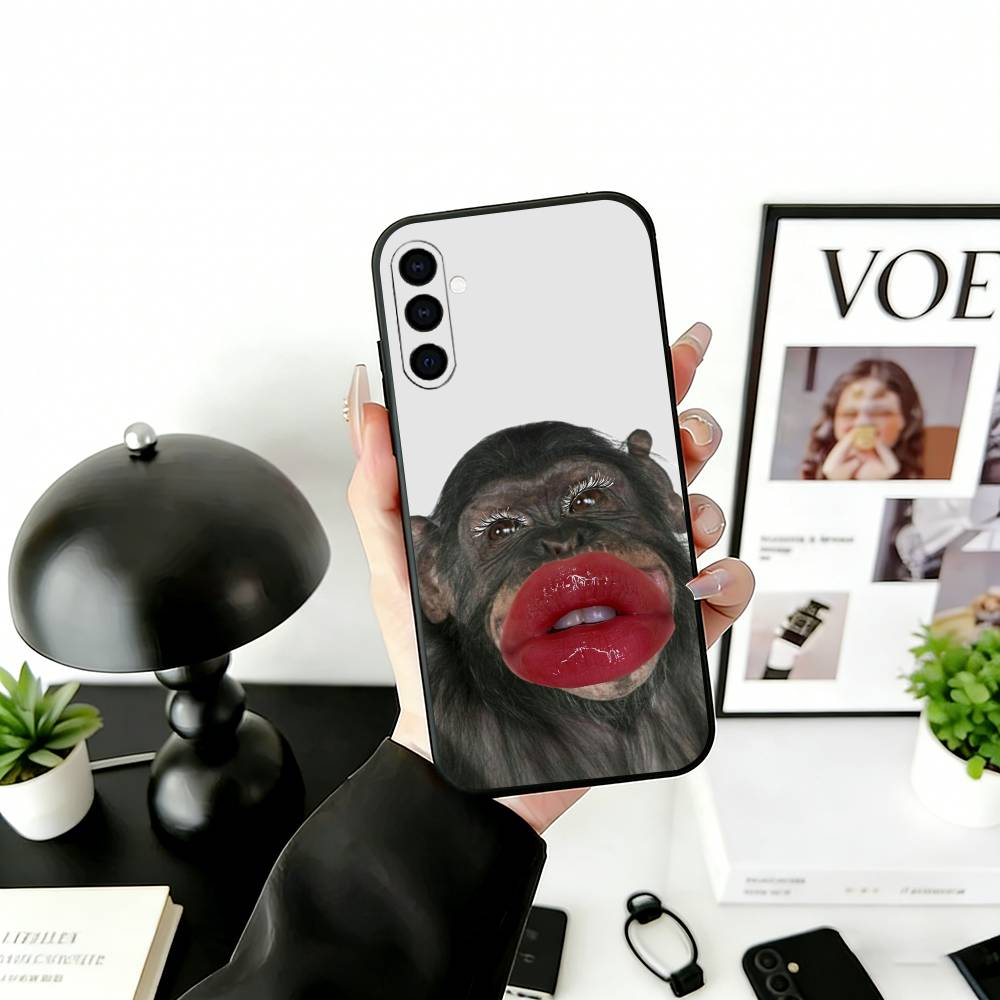 C-Cute F-Funny Affe Handyhülle Für Samsung Galaxy A73,A72,A71,A70,A53,A52,A51,Andere Weiche Schwarze Hülle