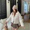 Jaqueta Feminina de Inverno Acolchoada de Algodão com Gola de Pelo Curta Estilo Retro Americano Gola Lapela Espessada Quente Jaqueta Acolchoada de Algodão Nicho Jaqueta Acolchoada de Algodão