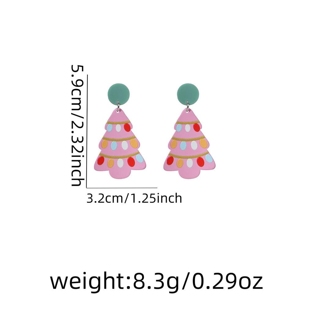 Floral Delightful Geometric Pink Christmas Tree Ear Studs For Celebrations Joyful