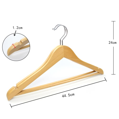 Wooden Hangers for Men and Women with Trouser Bars, Shape-Retaining, 360-Degree Rotating, Slim Clothes Hangers for Suits, Shirts, Jackets, and Coats (