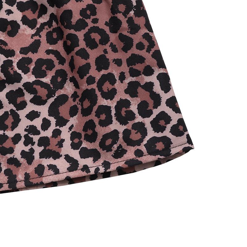VEZFAA Women's Fashion Summer Spring Leopard Print Sleeveless Hanging Neck High Waist Casual Dresses