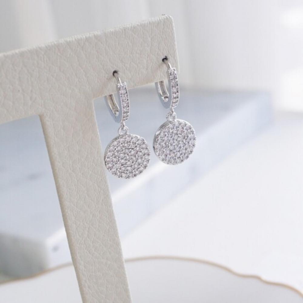 New Arrivals Open Run Tinseo EarRing Cubic Ring One Touch Women Round Drop
