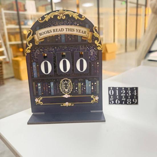 Book Read This Year Counter Track Up to 999 Book Wooden Annual Reading Goal Challenge Tracker with Number Signs Bookshelf Decoration Book Lovers Gift