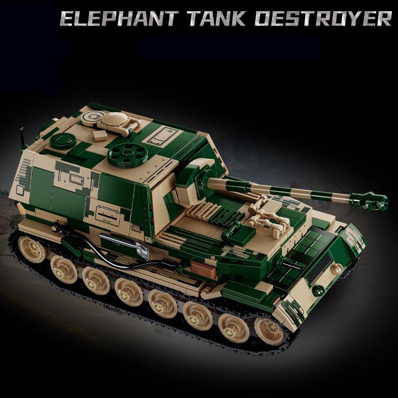 World War 2 Military Jagdpanzer TIGER/P Tank Destroyer Model Building Blocks Bricks WW2 Armored Vehicle Toys For Children Gifts