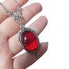 Gothic Retro Blood-red Black Stone Oval Glass Pendant Necklace for Women Hallowmas Party Charm Fashion Jewelry Accessories Gifts