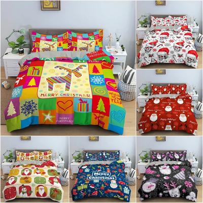 Frohe Weihnachten Bettwäsche Set Weihnachtsdekorationen Bettbezug / Steppdeckenbezug Set King Queen Twin Größe Bettwäsche Für Schlafzimmer 2/3 Stück