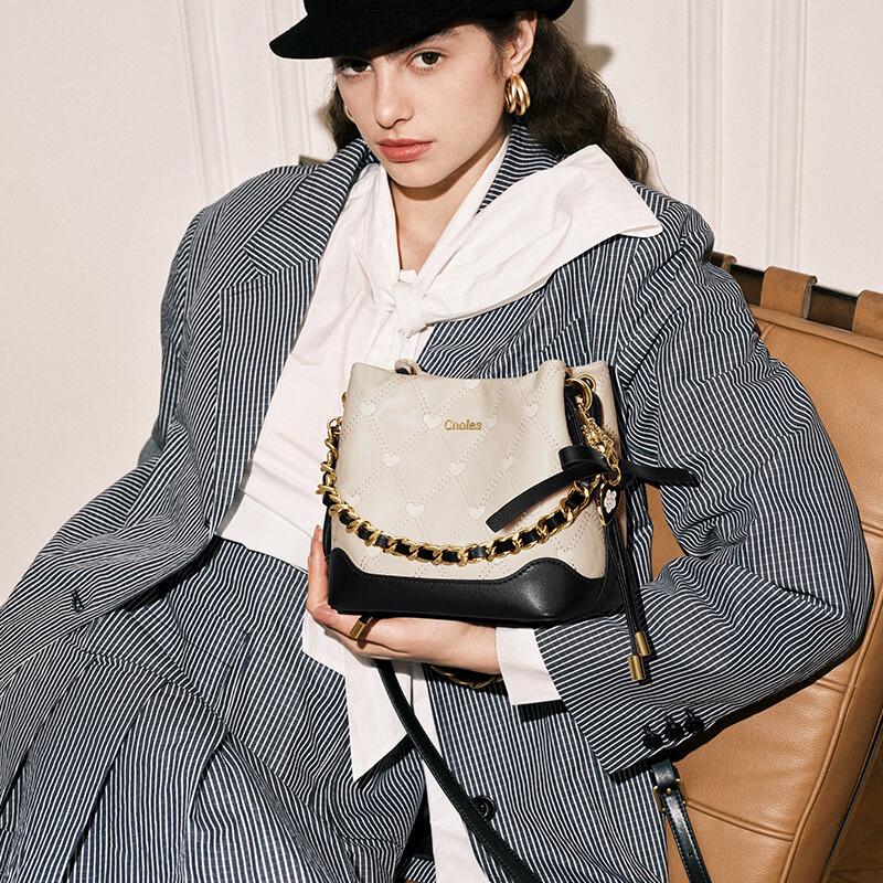 

Cnoles Women s Heart Rhombus Bucket Bag