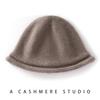 Autumn and Winter Cashmere Knitted Hat Versatile Basin Hat Showing Small Face Wool Big Head Circumference Curling Bucket Hat Women