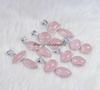 Natural Pink Rose Quartz Gemstone Pendant Bulk Wholesale Bezel Pendant Necklace Healing Crystal Jewelry Boho Pendant Necklace