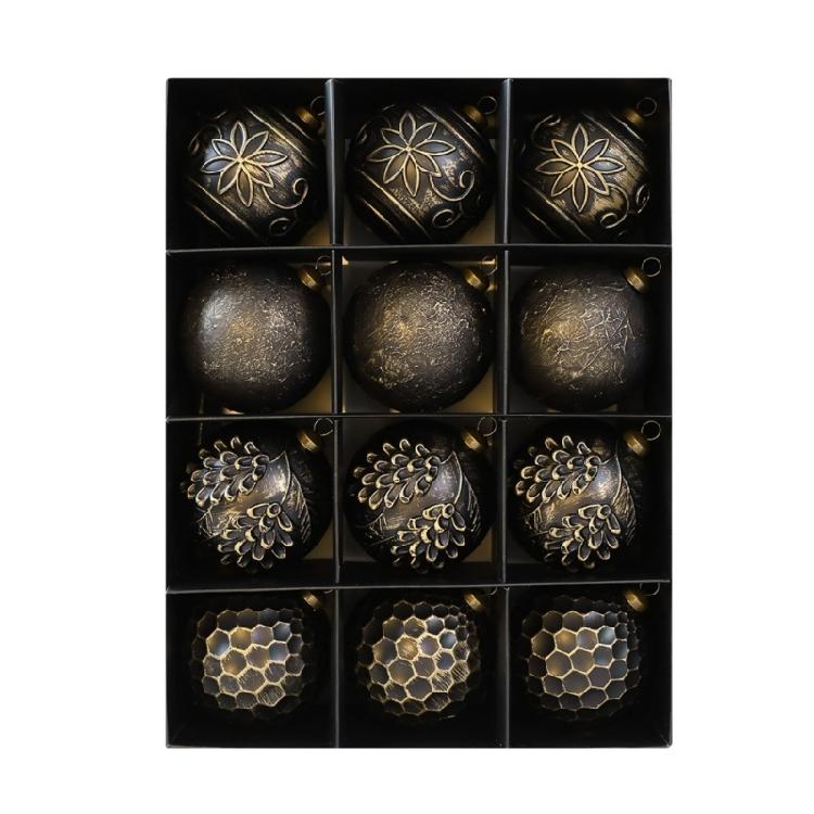 12Pcs Retro Christmas Ball Ornament 8cm Shatterproof Christmas Baubles Hanging Decorations for Tree Wreath Mantels