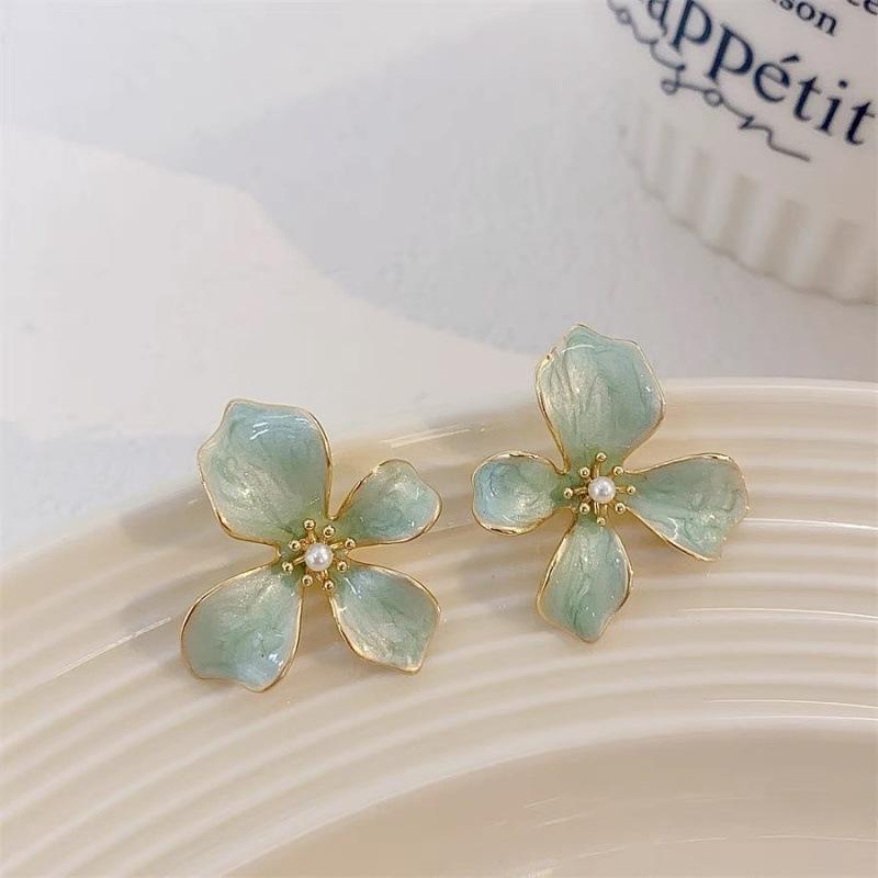 Модные Серьги с Ретро Масляными Каплями Четырехлистник для Женщин One Size зелёный