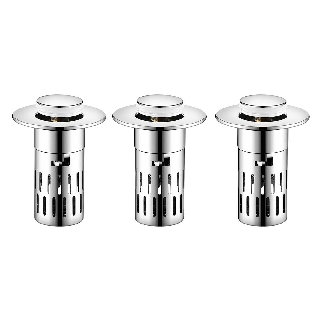 Badezimmer Waschbeckenstöpsel Pop-Up Ablauf Sieb mit herausnehmbarem Stahlkorb Haarfänger Einfache Installation für Haushalt