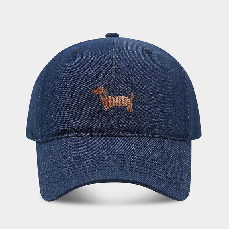 New Embroidered Dachshund Cowboy Baseball Cap Casual Women Adjustable Wide Brim Cotton Peaked Hat Outdoor Men Sun Snapback Caps