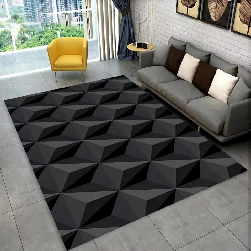 3D Geometric Illusion Area Rug Abstract Modern Carpet for Living Room Bedroom Kids Play Room Non-Slip Floor Mat