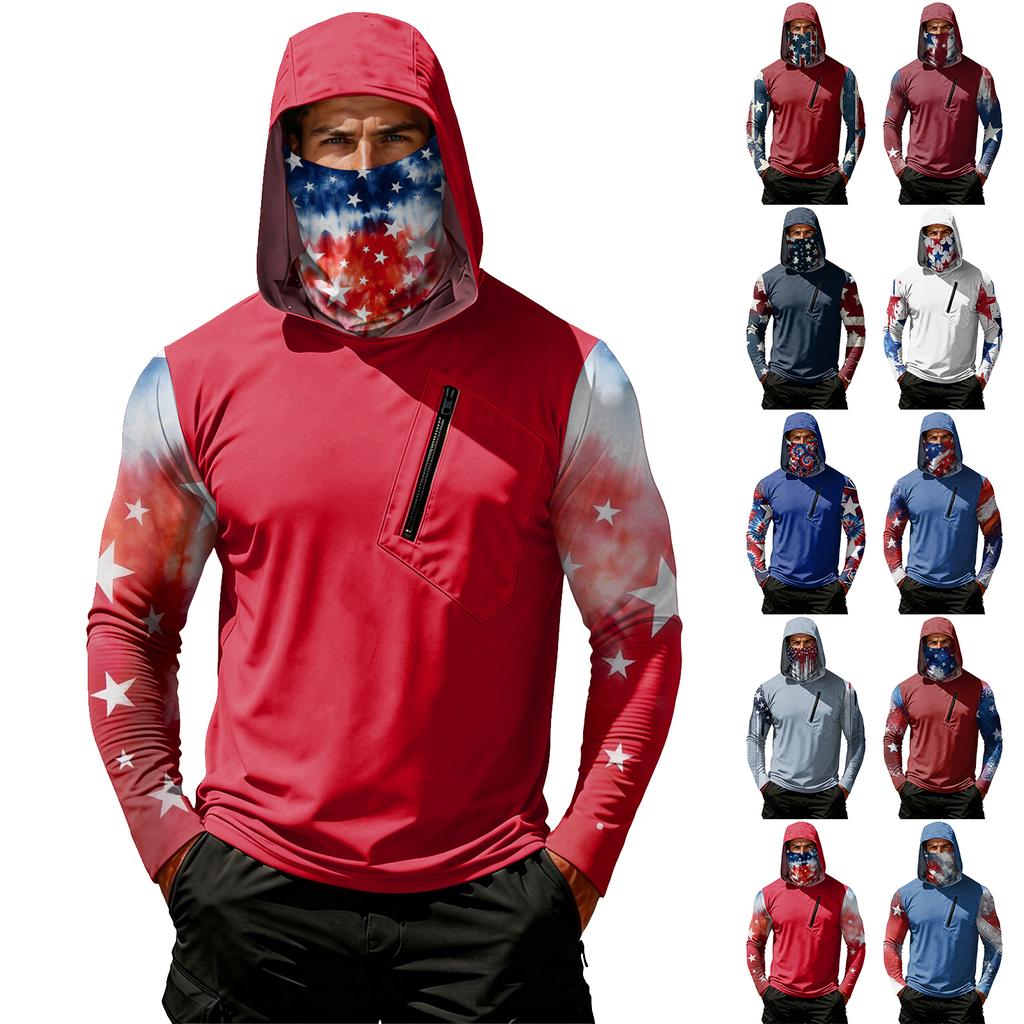 Men's Casual Hooded Long Sleeve Sunscreen Top