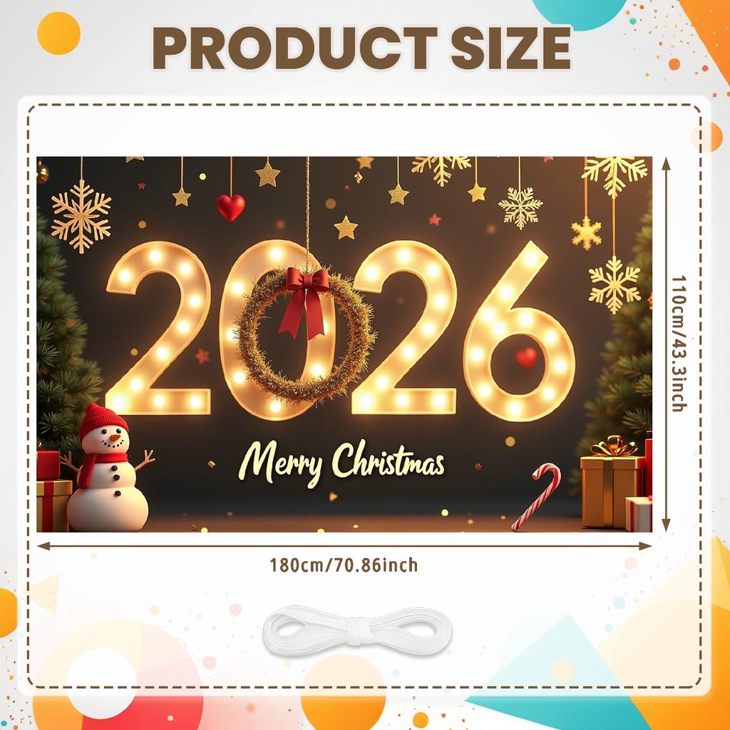 Merry Christmas Banner Wreath Snowman Snow Scene Xmas Party Decoration Backdrop 2026 New Year Event Photo Background Props