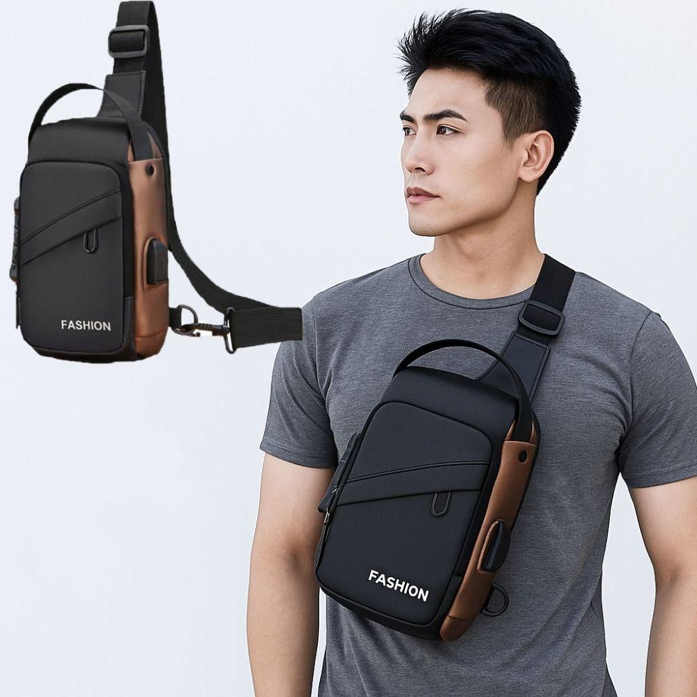 Anti-theft Men's Chest Bag USB Charging Port Shoulder Crossbody Bag Password Sling Bag  Travel