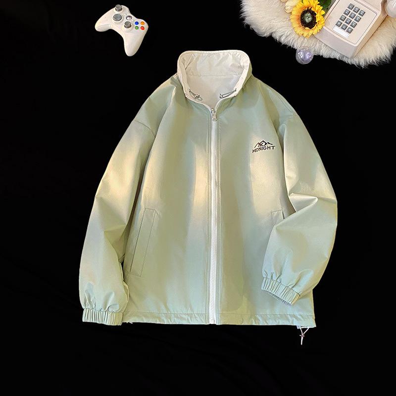 Stehkragen Doppelseitige Jacke für Herren, Paar Winddichte Jacke für Frühling und Herbst, Sportjacke für Herren