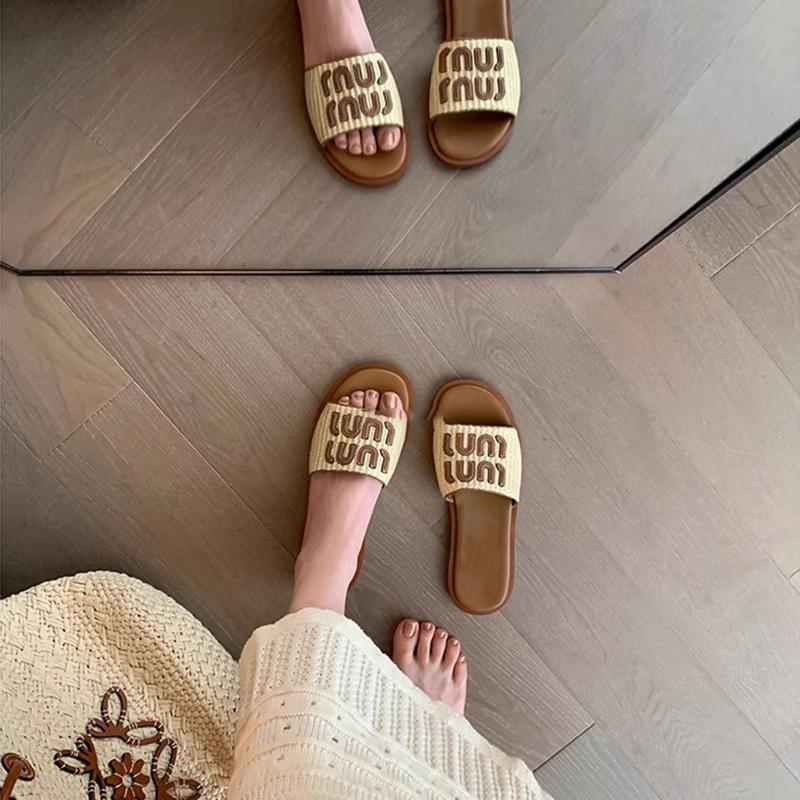 Dámské pantofle Letní Nové Plážové Ležérní Odolné Vodotěsné Dámské Dovolená Retro Pletené Plážové Pantofle Mujer De Zapatillas