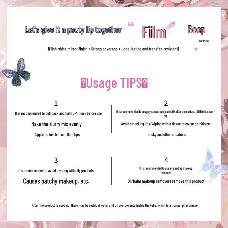 FLORTTE Girls' Dormitory Watery Light Lip Lacquer - So Beautifully Amelia: Transfer-resistant Mirror Gloss